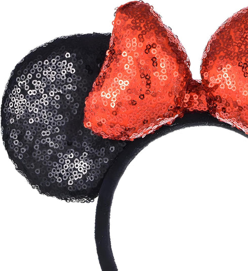 A Miaow 3D Black Mouse Sequin Ears Headband MM Glitter Butterfly Hair Clasp Park Supply Adults Women Photo Accessory...