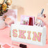 3 Pcs Chenille Letters Preppy Makeup Bag Bulk Set Corduroy Hair Face Skin Cosmetic Pouch Cute Toiletry Travel Organized Bag with Zipper for Women ...