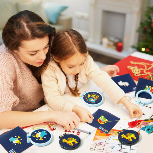 WATINC 9Pcs Jesus Embroidery Kit for Kids, DIY Keychain with Christmas Patterns Needlepoint Starter Kits, Stamped Cross Stitch Craft Supplies for ...