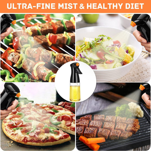 Olive Oil Sprayer for Cooking- 200ml Rotatable Nozzle Olive Oil Spray Bottle Premium Oil Mister with Brush Oil Spritzer for Air Fryer, BBQ, Salad,...