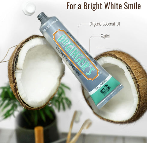 Dr. Ginger's Coconut Oil Toothpaste, Travel Size All-Natural Oil Pulling & Xylitol Blend for Fresh Breath, Gum Health, Plaque Prevention & Sensiti...