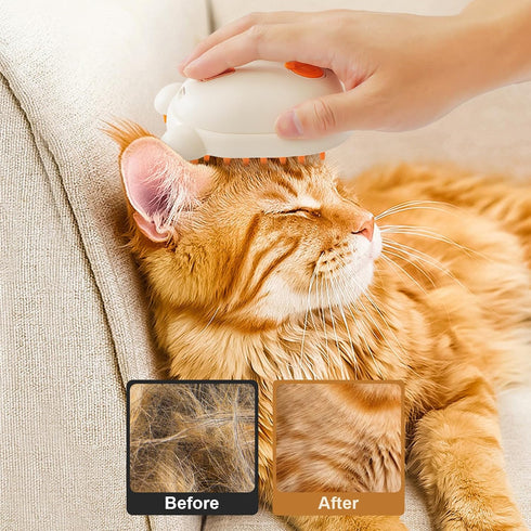 Cat Steam Brush Rechargeable Cat Brush Steamer for Shedding,Self-Cleaning Grooming Brush for Long &Short Haired Dogs and Cats,Remove and Clean Tan...