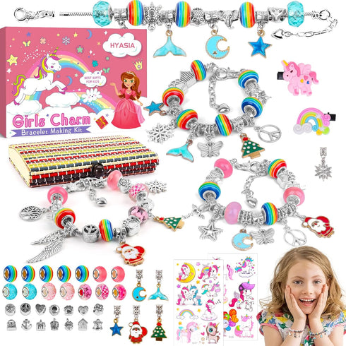 HYASIA Unicorn Gifts for Girls Jewelry Making Kit - Kids Toys Arts Crafts for Kids Age 6 7 8 9 10+ Year Old, Charm Bracelet Making Supplies Beads,...