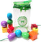 Jumbo Lacing Beads for Kids - Montessori Toddler Games and Educational Toys - Rainbow Matching Game and Stringing Bead Set with Toy Storage and Le...