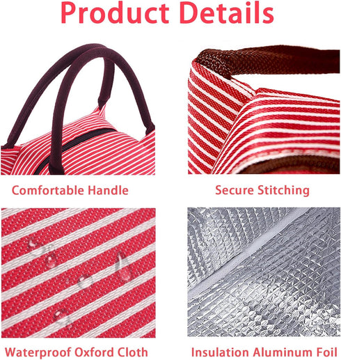 2PCS Lunch Bags Reusable Lunch Tote Bags Portable Lunch Cooler Bag Lunch Holder Insulated Lunch Box Bag for Picnic Office Beach (Green+Red)...
