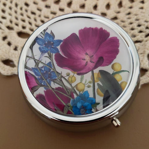 Designer Pill Box by Houder - Decorative Pill Case with Gift Box - Carry Your Meds in Style (Violets)...
