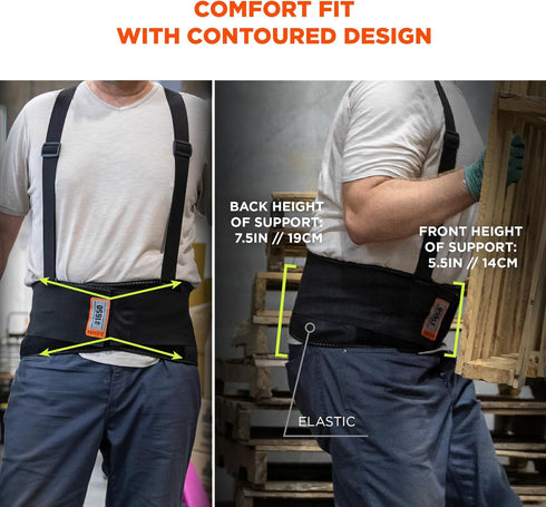 Ergodyne ProFlex 1650 Back Support Belt, 7.5" Elastic, Adjustable, Removeable Straps, 4XL , Black...