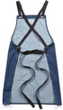 Outset Grill and Kitchen Apron, Cross Back Blue Denim Apron With Pockets, 27" x 30"...