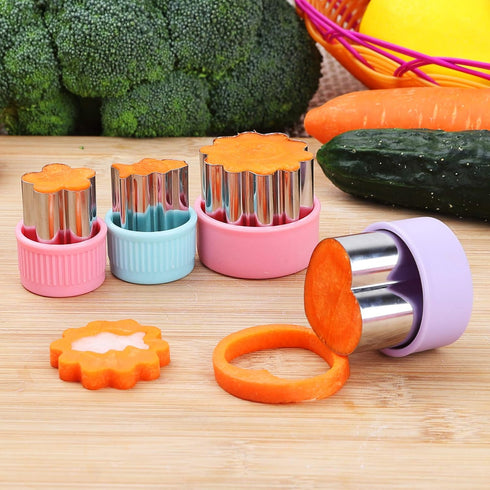 Vegetable Cutter Shapes Set, 24pcs, Mini Cookie Cutters Set Fruit Cookie Pastry Stamps Mold with 30pcs Food Picks and Forks -for Kids Baking and F...