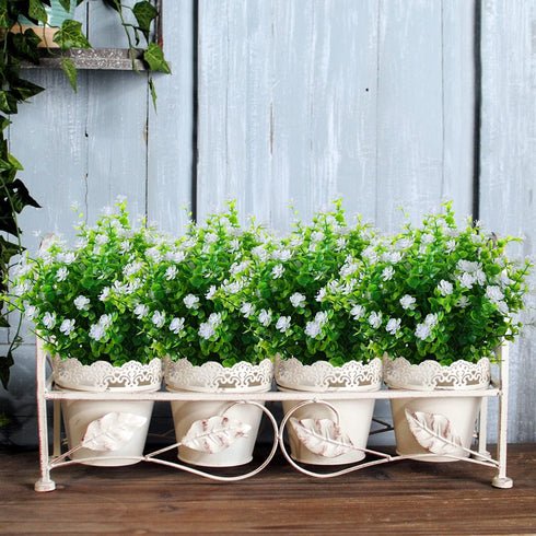Artificial Plants Flowers Grass Shrubs 8 Pack No Fade Faux Plastic Flowers Outdoor for Vases Farmhouse Garden Porch Patio Office Indoor Wedding De...