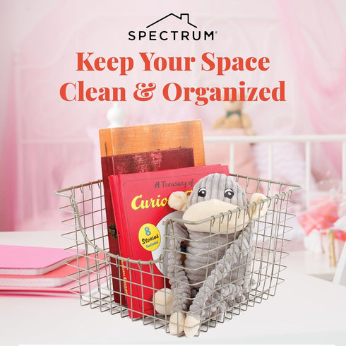 Spectrum Diversified 98977 Scoop Wire Basket, Vintage-Inspired Steel Storage Solution for Kitchen, Pantry, Closet, Bathroom, Craft Room & Garage, ...