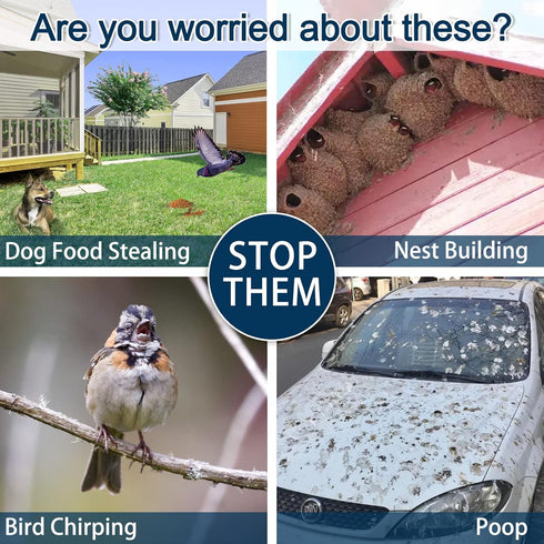 Fake Owls to Keep Birds Away, Bird Scare Devices, Bird Control, Cardboard Garden Decor Outdoor, Hanging Reflectors to Keep Pigeons Away from House...