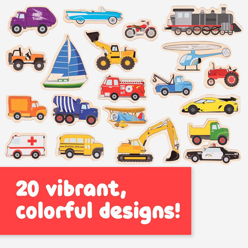 SPARK & WOW Wooden Magnets - Transport - Set of 20 - Magnets for Kids Ages 2+ - Cute Transportation Magnets for Fridges, Whiteboards and More......