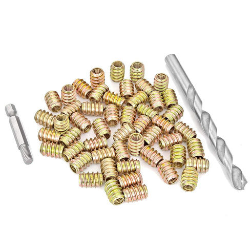 80 Pieces 1/4"-20 Flush Nut Inserts Wood Bolt Furniture Headless Screw in Nut Threaded Fastener Connector for Wood Furniture Assortment (1/4"-20 x...