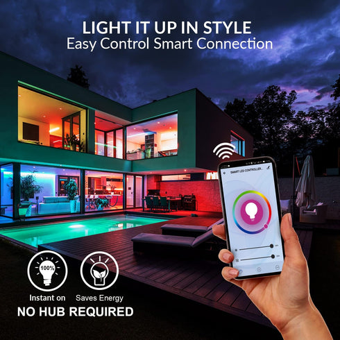 LED Color Changing Lights, Compatible with Alexa & Google Assistant, RGBW 2700K-6500K, 60 Watt Equivalent Multicolor, Dimmable with App, A19 E26, ...