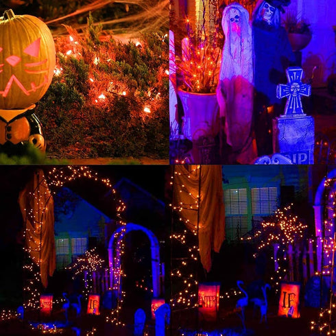 C7 String Lights,25FT Orange Halloween Christmas String Lights for Outdoor Indoor Use,25 Clear C7 Orange Bulbs String Lights-Black Wire...