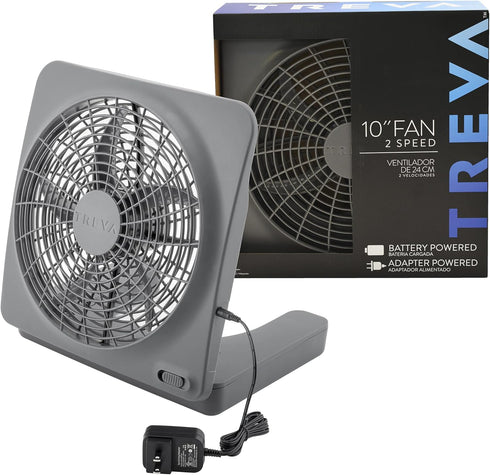 O2COOL Treva 10-Inch Portable Desktop Air Circulation Battery Fan, 2 Speed, Compact Folding & Tilt Design, with AC Adapter (Graphite)...