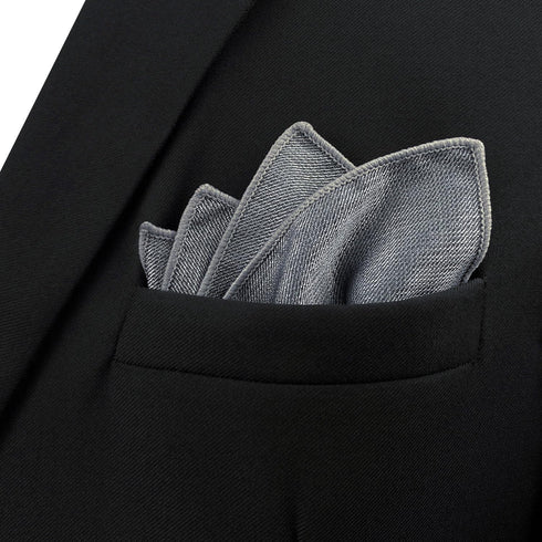 SHLAX&WING Solid Color Grey Silk Matching Pocket Square 12.6 inches Large...