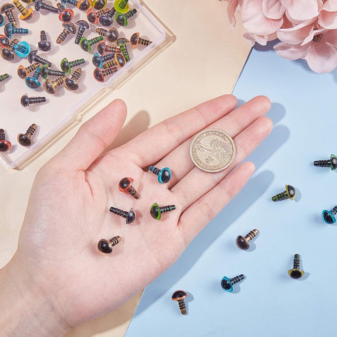 PH PandaHall 70pcs Plastic Safety Eyes 10mm Craft Eyes Amigurumi Cat Eyes with 70pcs Washers for Puppet, Plush Animal, Stuffed Animals, Teddy Pupp...
