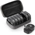 AUVON Canvas Bag Travel Pill Organizer 2 Times a Day, Large AM/PM Weekly Pill Box 7 Day Pill Case with Portable Gray Zipper Cloth Bag for Holding ...