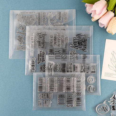 50 Pcs/Set 5 Sizes Stamp & Die Storage Pockets Resealable Clear Plastic Seal Bags Storagefor Cutting Dies Stamp Crafts for DIY Scrapbooking Paper ...