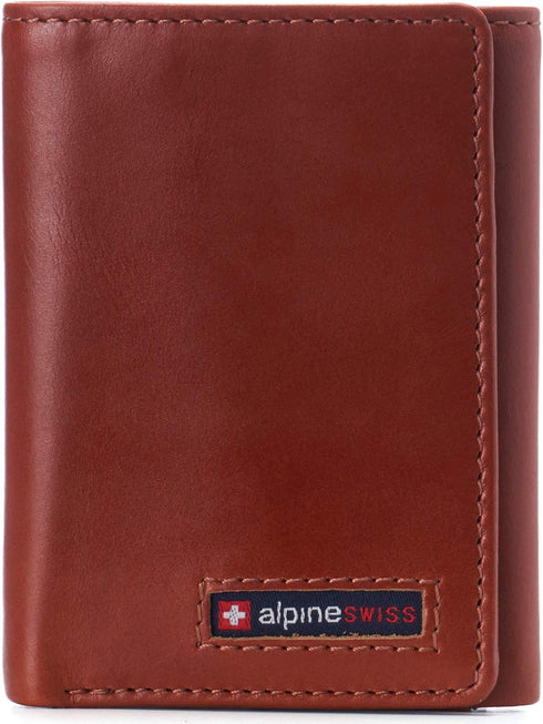 Alpine Swiss Leon Mens RFID Safe Trifold Wallet Cowhide Leather Comes in a Gift Box Tan...