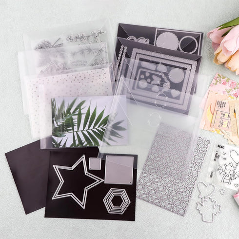 50 Pcs 7x9.4inch Stamp & Die Storage Pockets Resealable Clear Plastic Seal Bags Storagefor Cutting Dies Stamp Crafts for DIY Scrapbooking Paper Ca...