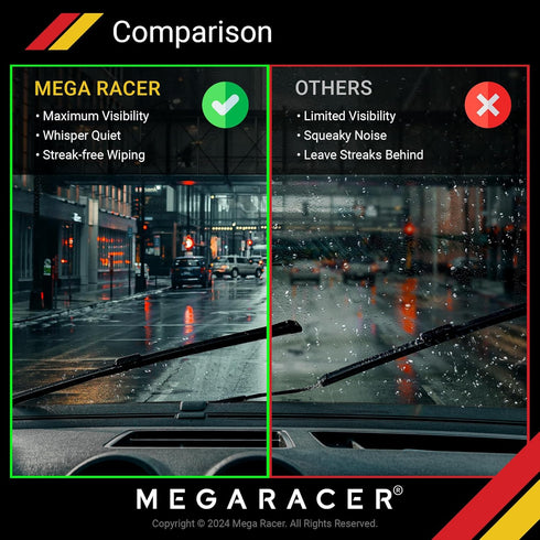Mega Racer 24"+16" Wiper Blade, Automotive Replacement Windshield Wiper Blades For My Car, Windshield Wipers for Driver and Passenger Side, All Se...