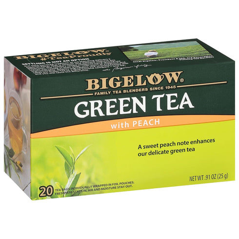 Bigelow Tea with Peach Caffeinated Green Tea, 20 Count, Pack of 6...