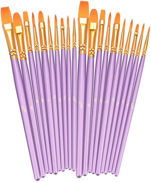 BOSOBO Paint Brushes Set, 2 Pack 20 Pcs Round Pointed Tip Paintbrushes Nylon Hair Artist Acrylic Paint Brushes for Acrylic Oil Watercolor, Face Na...
