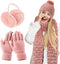 Women Winter Hats Scarf and Gloves Set for Women Including Ear Covers Cold Weather Glove Scarves Hats Knit Beanie Scarf Glove...