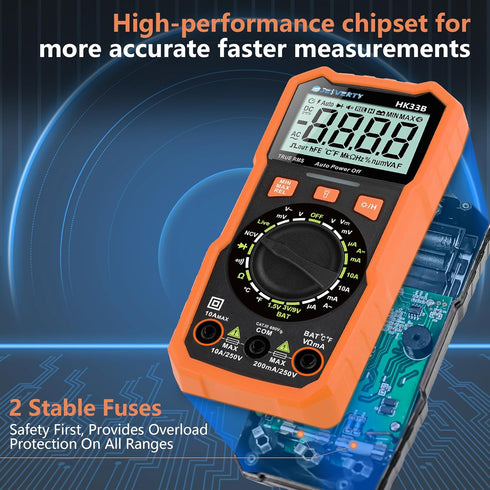 Multimeter Tester 2000 Counts Digital Multimeter with DC AC Voltmeter and Ohm Volt Amp Meter, Tests Live Wire, Continuity, Temperature, Diode Meas...
