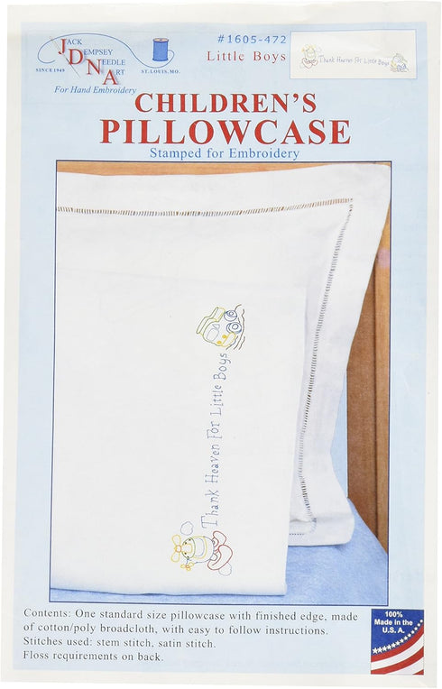 Jack Dempsey Children's Stamped Pillowcase with White Perle Edge, Little Boys, 1-Pack...