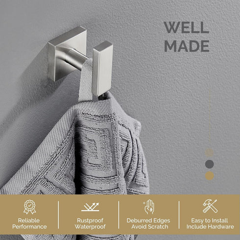 Angle Simple Bathroom Towel Hook, SUS304 Stainless Steel Single Shower Towel Hanger for Wall, Kitchen Cabinet Closet Coat Robe Holder Wall Mounted...