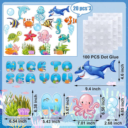 72 PCS Sea Life Paper Cutouts Under Sea Classroom Decorations Summer Ocean Bulletin Board Decor Tropical Fish Cutouts for School Classroom Bulleti...