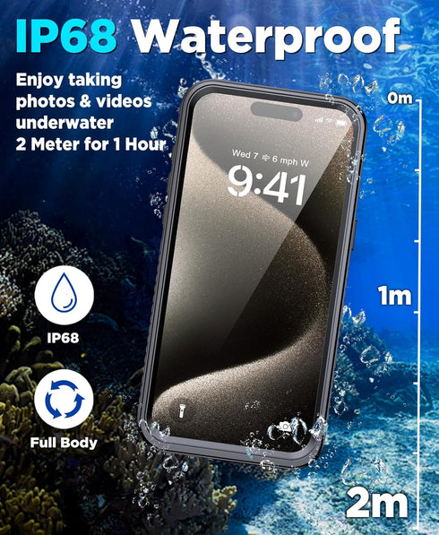 Beeasy for iPhone 15 Pro Case Waterproof for MagSafe 360 Degree Outdoor Protective Case with Screen Protector Waterproof Phone Case Dustproof Shoc...
