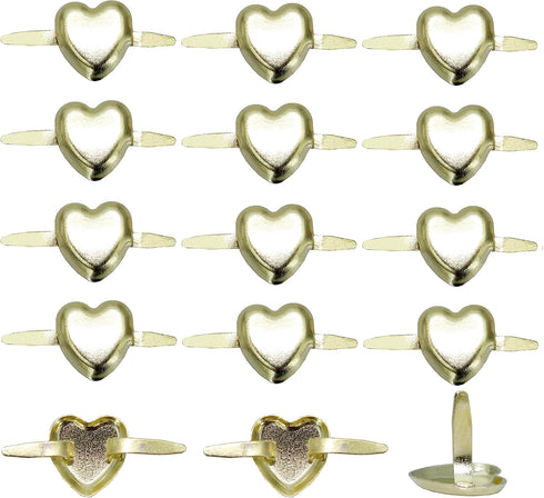 BESTCYC 200pcs 9MM Heart-shaped Golden Tone Brads Pastel Scrapbooking Card Making Stamping...