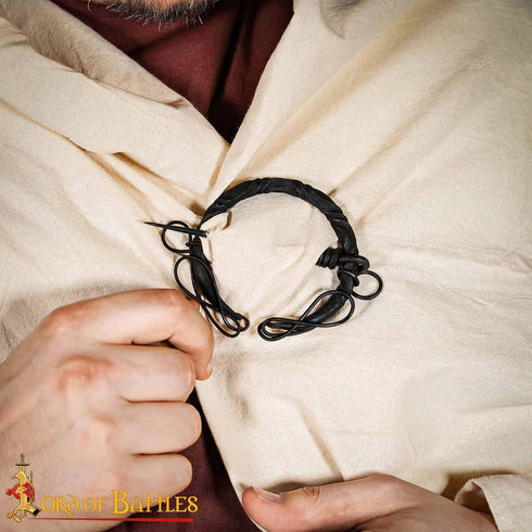 Iron Cloak Fibula with Knotted Ends Twisted Design Hand Forged Iron Functional Brooch/Clasp for Medieval Clothes LARP Cosplay Medieval Fantasy Eve...