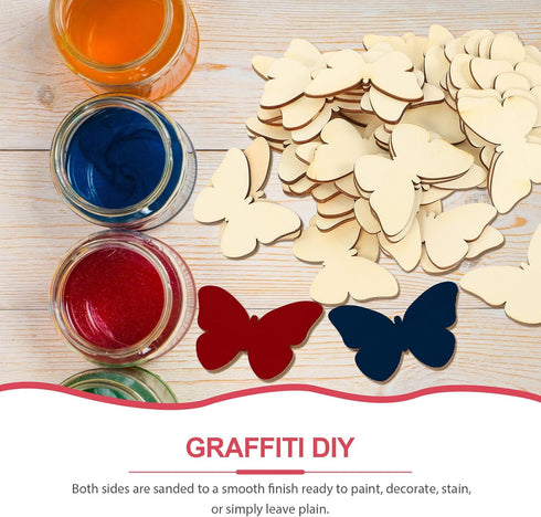 TINKSKY 50pcs Wooden Butterfly Shapes Craft Blank, Natural Unfinished Cutout Shape Wooden Butterfly, Christmas, Wedding, Guestbook, Decoupage Fami...