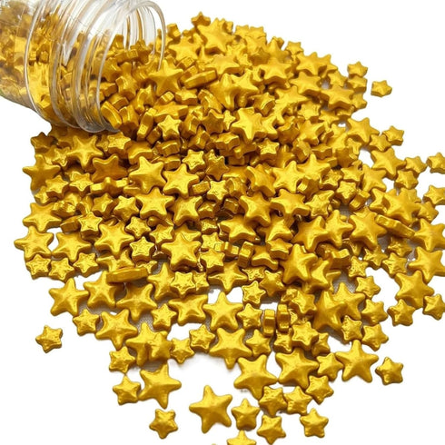 Sentovac Gold Star Sprinkles Edible Sugar for Cake Decorating Mix Sizes Gold Star Sprinkles Cake Topper Cupcake Cookie Baking Decorations Hallowee...