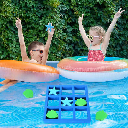 Floating Tic Tac Toe Game with Foam Seashell and Starfish Foam Tic Tac Toe Game Pool Games for The Entire Family Summer Swimming Pool Backyard Par...