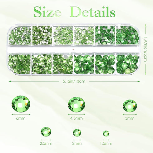 2000 Pieces Flat Back Gems Round Crystal Rhinestones 6 Sizes (1.5-6 Mm) with Pick up Tweezer and Rhinestones Picking Pen for Crafts Nail Face Art ...
