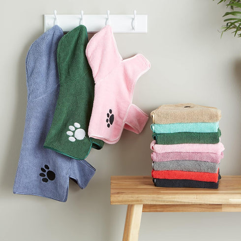 Bone Dry Pet Robe Collection, Embroidered Absorbent Microfiber Bath Robe with Adjustable Closure, for Dogs & Cats, Medium, Rose...