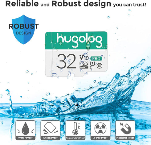 Hugolog 32GB Micro SD Card, Micro SDXC UHS-I Memory Card for Hugolog Camera – 95MB/s,633X,U3,C10, Full HD Video V30, A1, FAT32, High Speed Flash T...