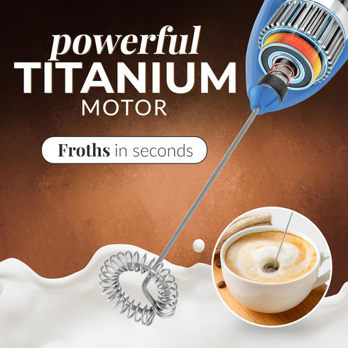 Zulay Kitchen Powerful Milk Frother Wand - Mini Milk Frother Handheld Stainless Steel - Battery Operated Drink Mixer for Coffee, Lattes, Cappuccin...
