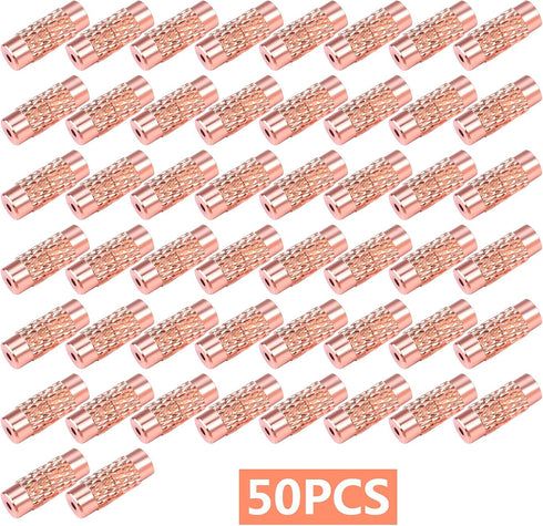 50pcs Brass Screw Twist Clasps Tube Fastener Cord End Caps for DIY Bracelet Necklace Craft Keychains Jewelry Making Handmade Decoration, Rose Gold...