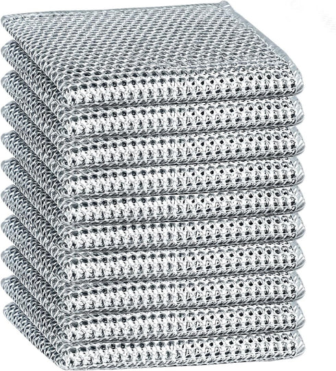 Niveaya 10 Pcs Multipurpose Dishwashing Rag for Wet and Dry Dish, 2024 New Dishwashing Net Mesh Cloth, Metal Cleaning Cloth for Kitchen Washing Di...