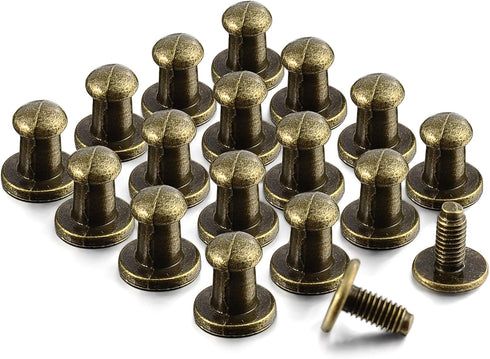 100 Sets 8x5x8MM Bronze Button Spikes and Studs Rivet Round Head Screw Back Leather Craft Rapid Rivet Punk Studs and Spikes for Clothing Shoes Bel...