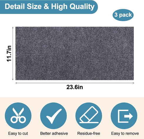 Palksky Climbing Cat Scratcher Mat, 3PCS 23.6"X11.8" Trimmable Self-Adhesive Cat Scratching Board, DIY Cat Scratching Pads for Couch Furniture Wal...