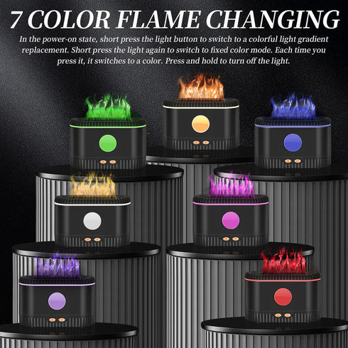 Black Flame Fire Diffuser Humidifier?7 Colors Changing Oil Diffuser?200ml Capacity Visual Water Level Line Aromatherapy Humidifier?Suitable for Li...